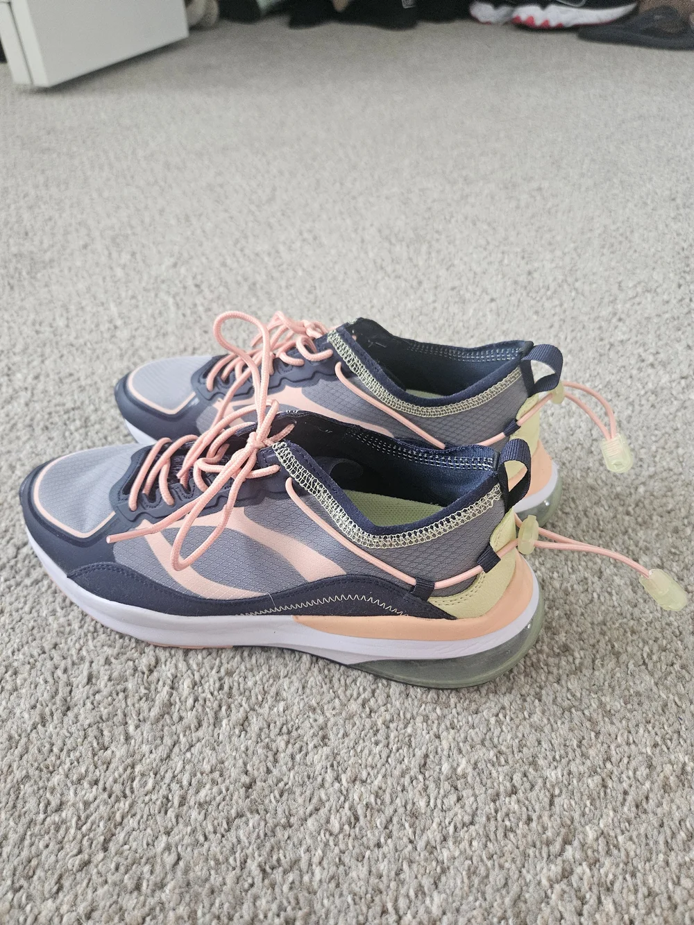 Fabletics Women's Gray and Peach Lace-Up Athletic Sneakers